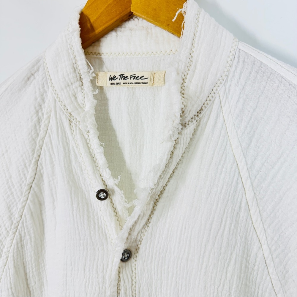 Free People We The Free Summer Daydream Buttondown Gauze XS Ivory Boho Casual - Picture 5 of 12